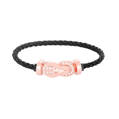 [Kismet Jewels ]CHANCE LARGE 8 FIGURE BUCKLE HALF DIAMOND BRACELET ROSE GOLD