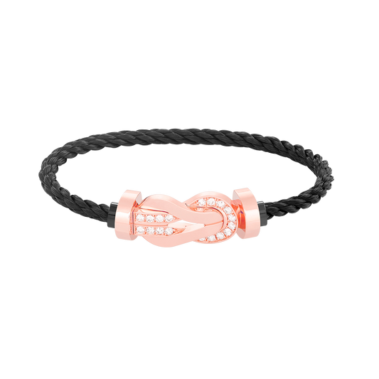 [Kismet Jewels ]CHANCE LARGE 8 FIGURE BUCKLE HALF DIAMOND BRACELET ROSE GOLD