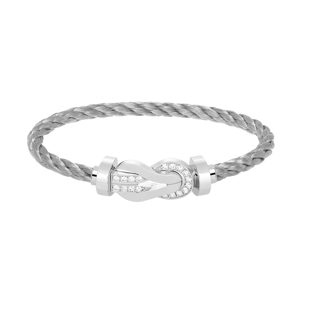 [Kismet Jewels ]CHANCE LARGE 8 FIGURE BUCKLE HALF DIAMOND BRACELET SILVER
