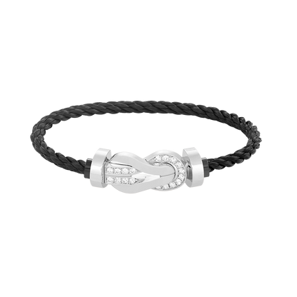 [Kismet Jewels ]CHANCE LARGE 8 FIGURE BUCKLE HALF DIAMOND BRACELET SILVER