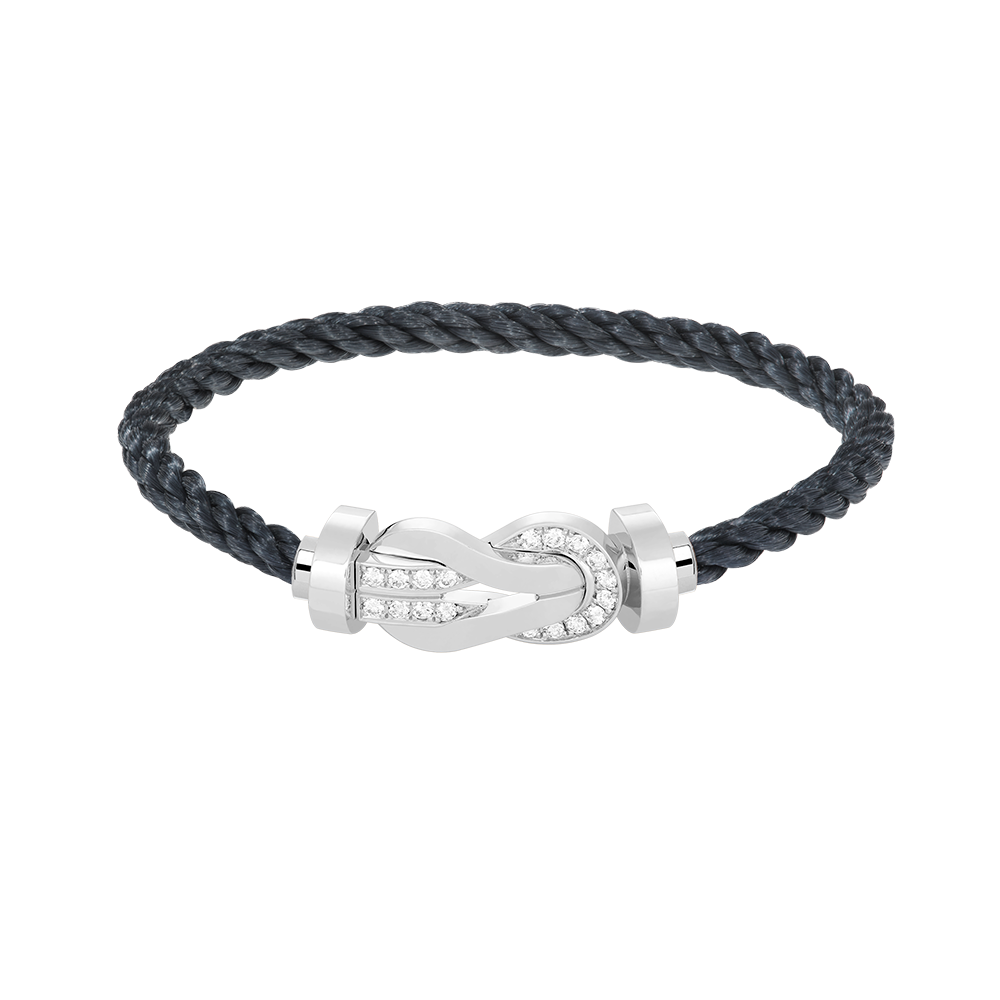 [Kismet Jewels ]CHANCE LARGE 8 FIGURE BUCKLE HALF DIAMOND BRACELET SILVER