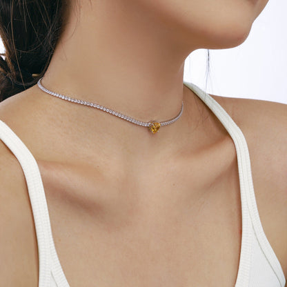 [Kismet Jewels ]2.0 Carat Sparkling Tennis Heart Cut Necklace