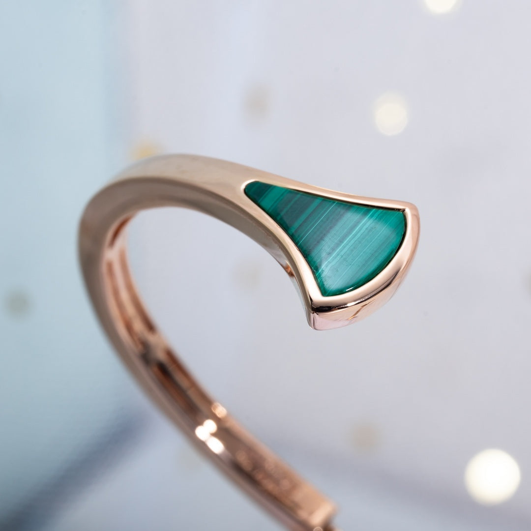 [Kismet Jewels ]DREAM BRACELET OPEN MALACHITE PINK GOLD