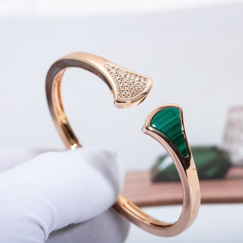 [Kismet Jewels ]DREAM BRACELET OPEN MALACHITE PINK GOLD