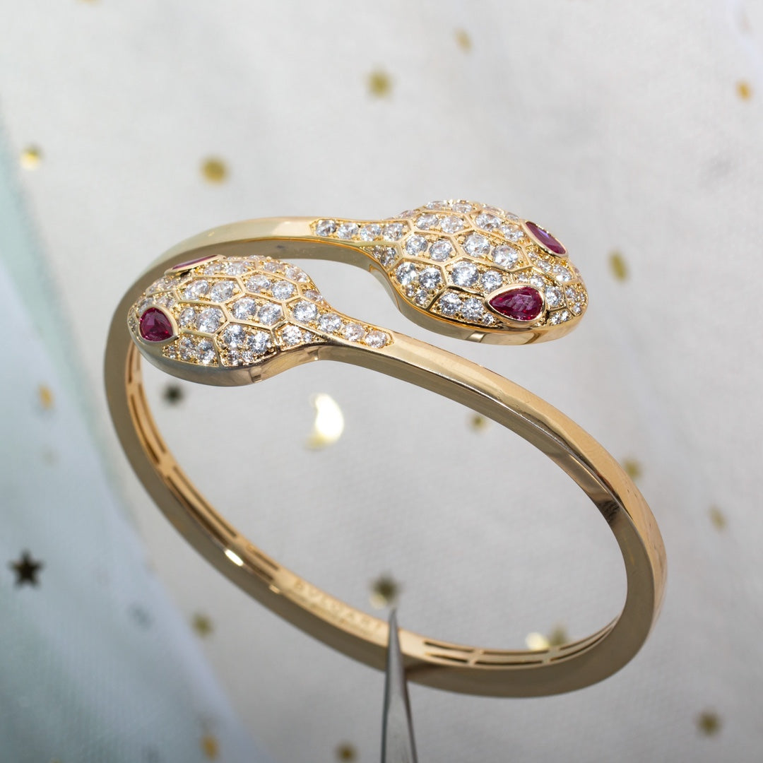 [Kismet Jewels ]SERPENTI BRACELET PINK GOLD DIAMOND DOUBLE SNAKE