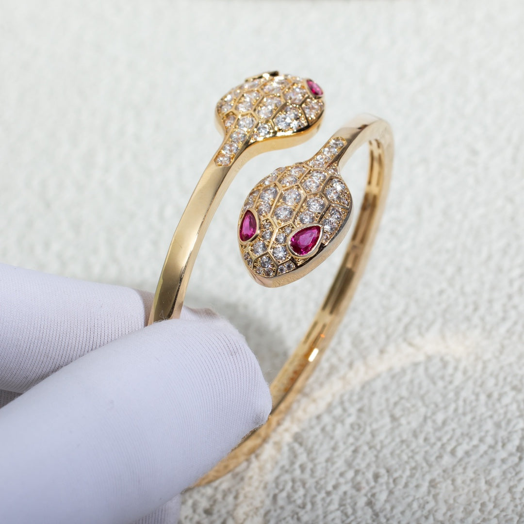 [Kismet Jewels ]SERPENTI BRACELET PINK GOLD DIAMOND DOUBLE SNAKE