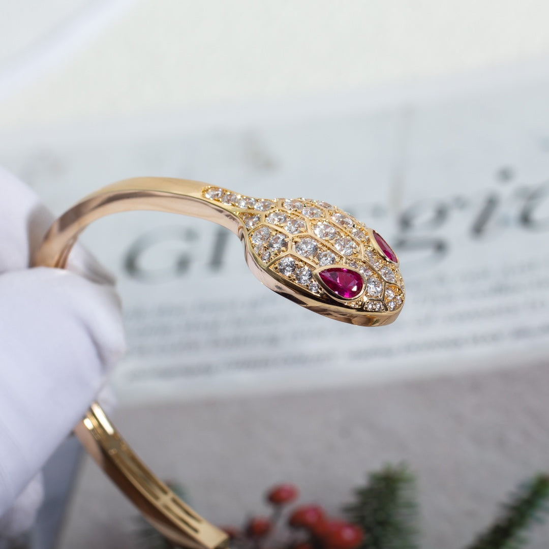 [Kismet Jewels ]SERPENTI BRACELET PINK GOLD DIAMOND DOUBLE SNAKE