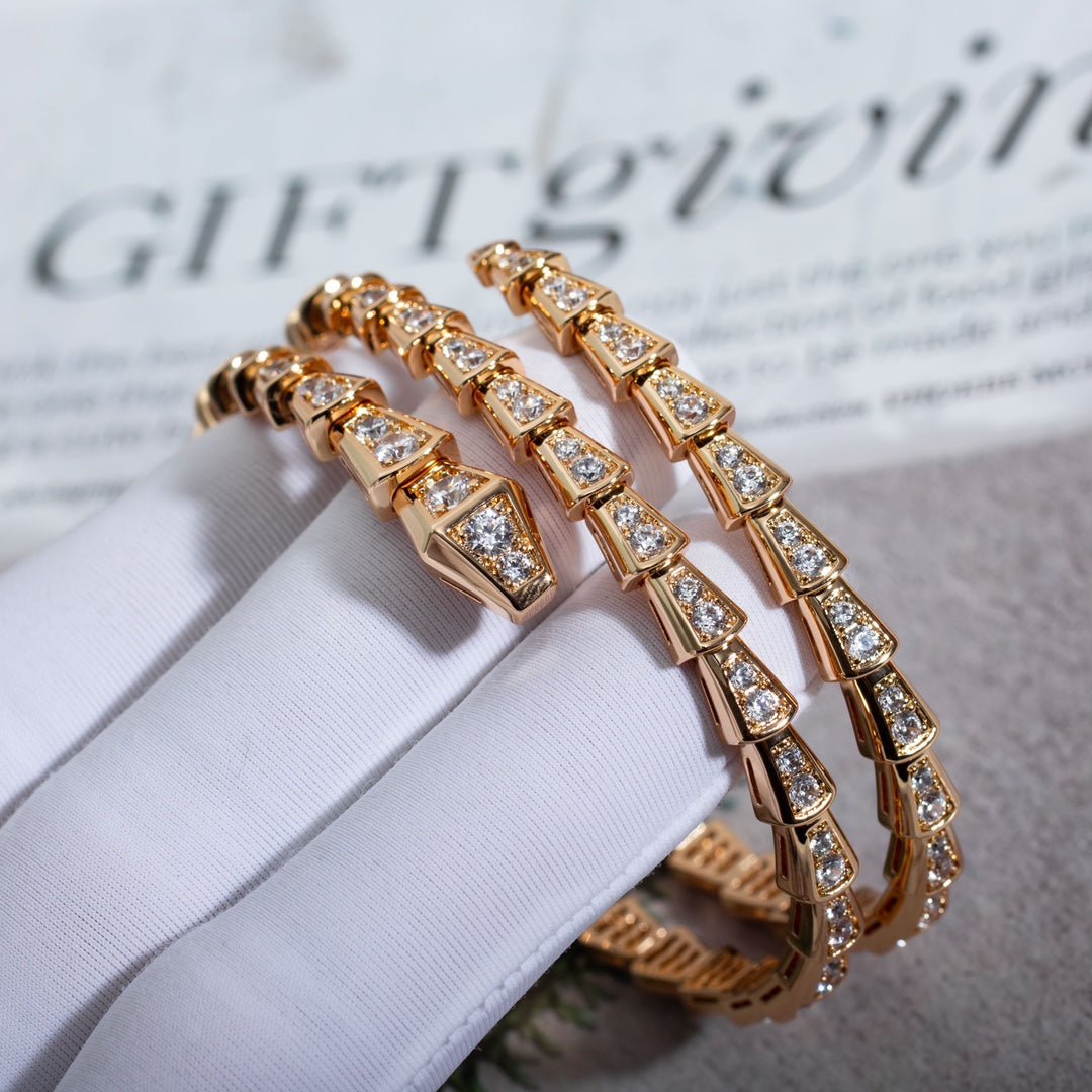 [Kismet Jewels ]SERPENTI BRACELET PINK GOLD DIAMOND DOUBLE ROW