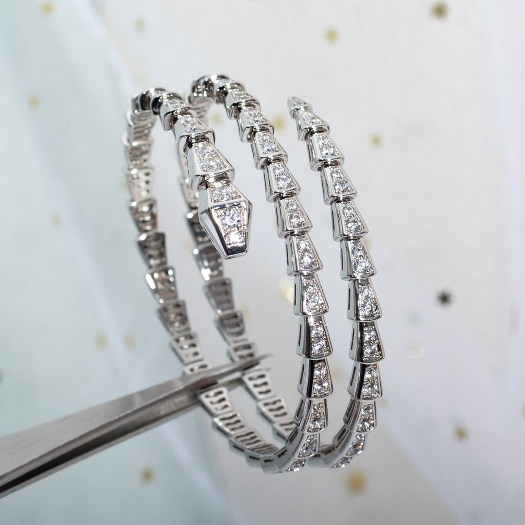 [Kismet Jewels ]SERPENTI BRACELET SILVER DIAMOND DOUBLE ROW