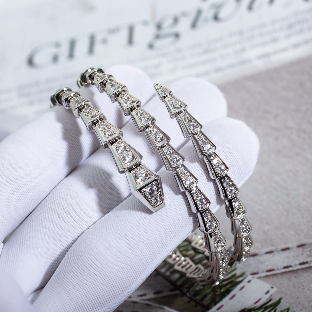 [Kismet Jewels ]SERPENTI BRACELET SILVER DIAMOND DOUBLE ROW
