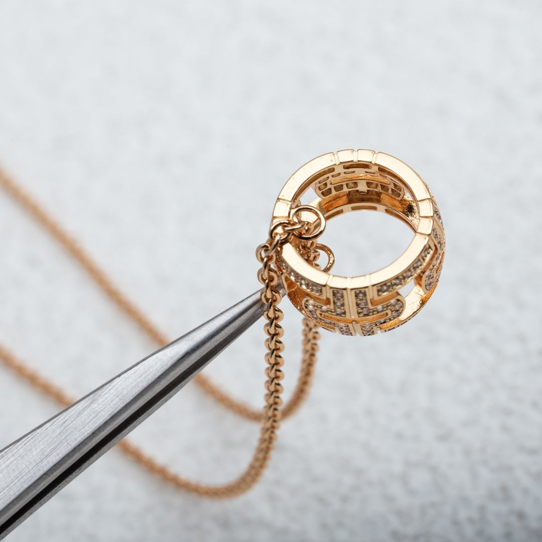 [Kismet Jewels ]PARENTESI NECKLACE PINK GOLD DIAMOND