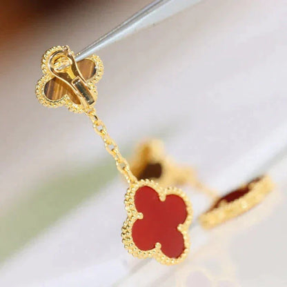 [Kismet Jewels ]CLOVER  2 MOTIF  TIGER EYE CARNELIAN EARRINGS