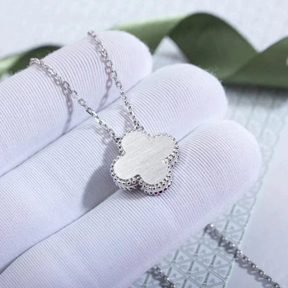 [Kismet Jewels ]CLOVER  15MM DIAMOND LASER NECKLACE SILVER