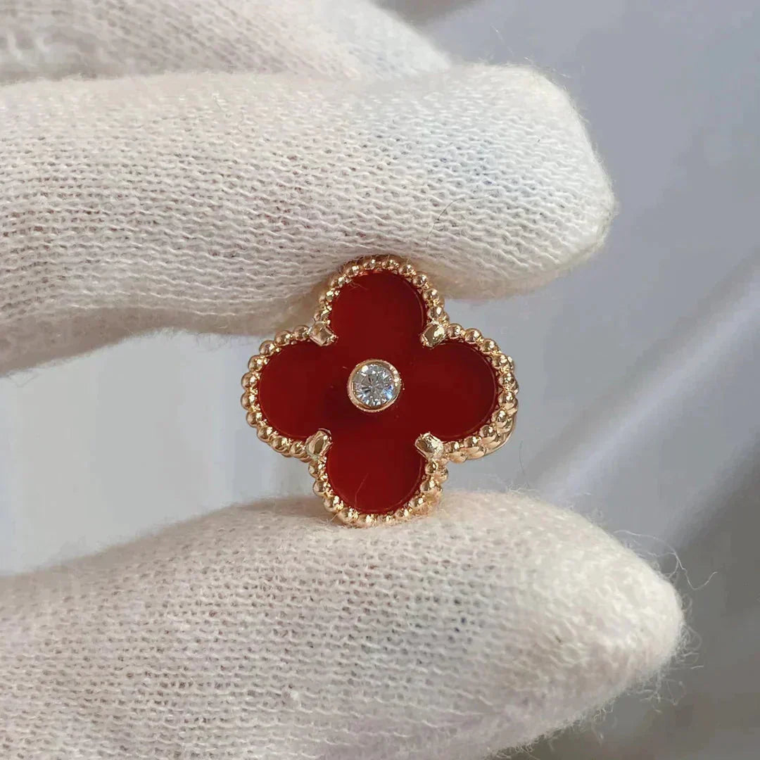 [Kismet Jewels ]CLOVER MEDIUM 1 MOTIFS CARNELIAN  DIAMOND earrings