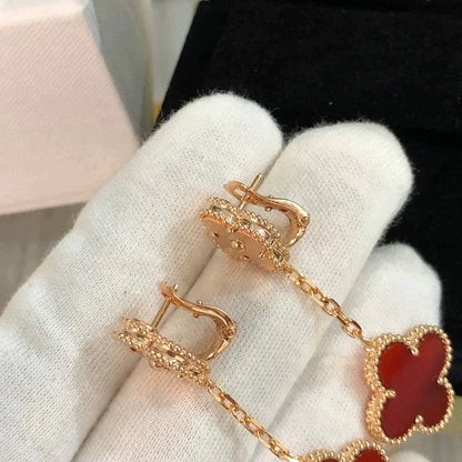 [Kismet Jewels ]CLOVER 2 MOTIF  LASER CARNELIAN EARRINGS