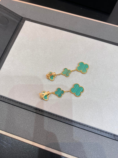 [Kismet Jewels ]CLOVER MALACHITE 3 MOTIFS GOLD