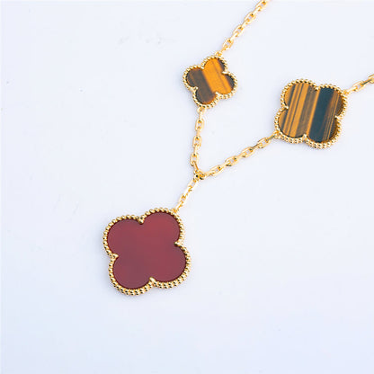 [Kismet Jewels ]CLOVER BRACELET 5 MOTIFS CARNELIAN TIGER EYE