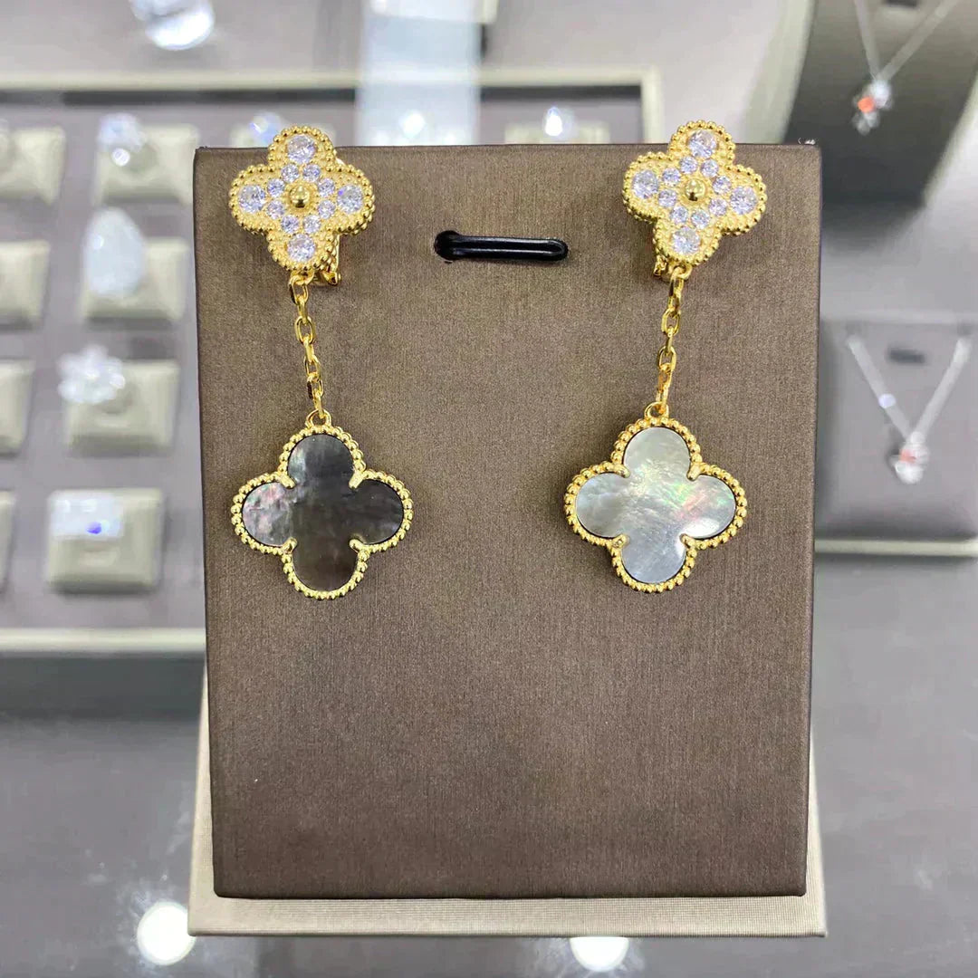 [Kismet Jewels ]CLOVER  2 MOTIFS  DIAMOND  EARRINGS (MULTIPLE CHOICESç´