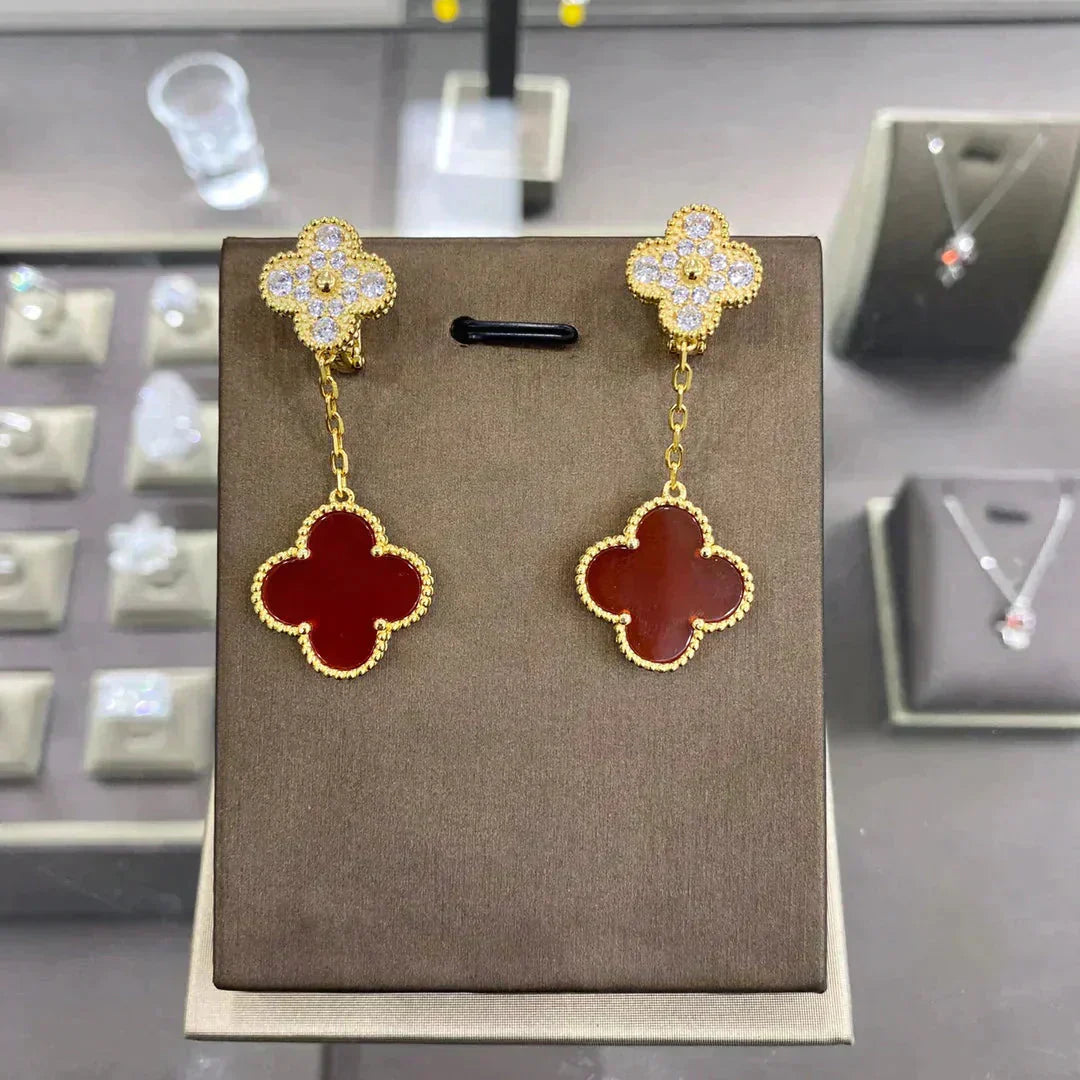 [Kismet Jewels ]CLOVER  2 MOTIFS  DIAMOND  EARRINGS (MULTIPLE CHOICESç´
