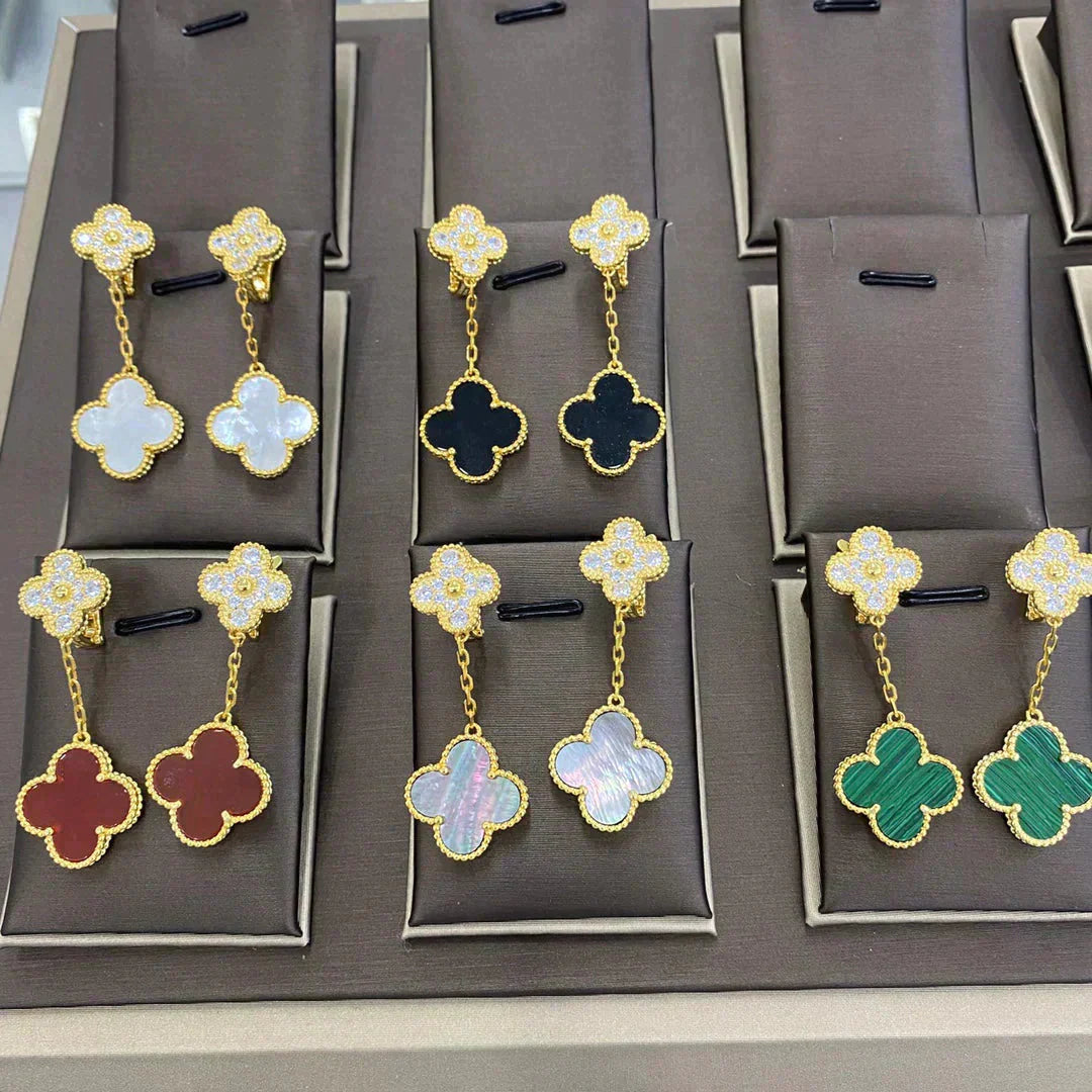 [Kismet Jewels ]CLOVER  2 MOTIFS  DIAMOND  EARRINGS (MULTIPLE CHOICESç´