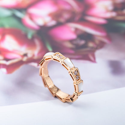 [Kismet Jewels ]SERPENTI RING PINK GOLD DIAMOND MOP 3MM