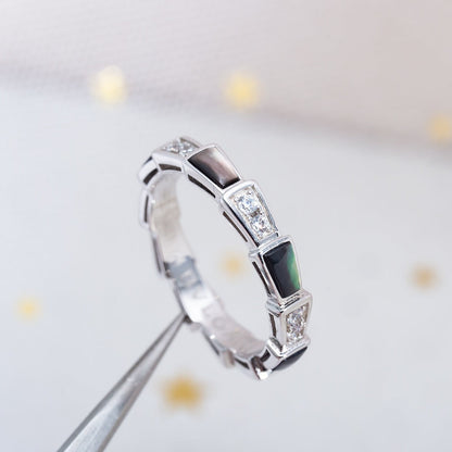 [Kismet Jewels ]SERPENTI RING SILVER  DIAMOND BLACK MOP 3MM