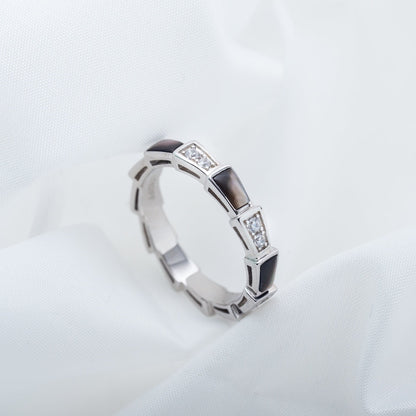 [Kismet Jewels ]SERPENTI RING SILVER  DIAMOND BLACK MOP 3MM