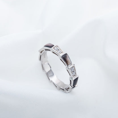[Kismet Jewels ]SERPENTI RING SILVER  DIAMOND BLACK MOP 3MM