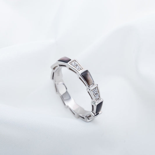 [Kismet Jewels ]SERPENTI RING SILVER  DIAMOND BLACK MOP 3MM