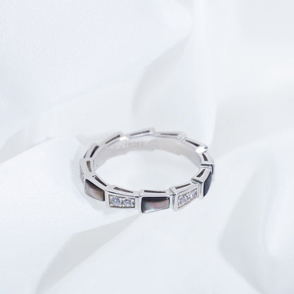 [Kismet Jewels ]SERPENTI RING SILVER  DIAMOND BLACK MOP 3MM