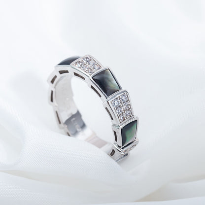 [Kismet Jewels ]SERPENTI RING SILVER DIAMOND BLACK MOP 4MM