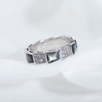[Kismet Jewels ]SERPENTI RING SILVER DIAMOND BLACK MOP 4MM