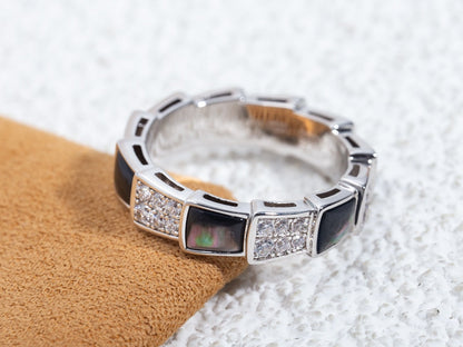 [Kismet Jewels ]SERPENTI RING SILVER DIAMOND BLACK MOP 4MM