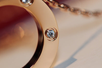 [Kismet Jewels ]LOVE NECKLACE 16MM 6 DIAMONDS PINK GOLD