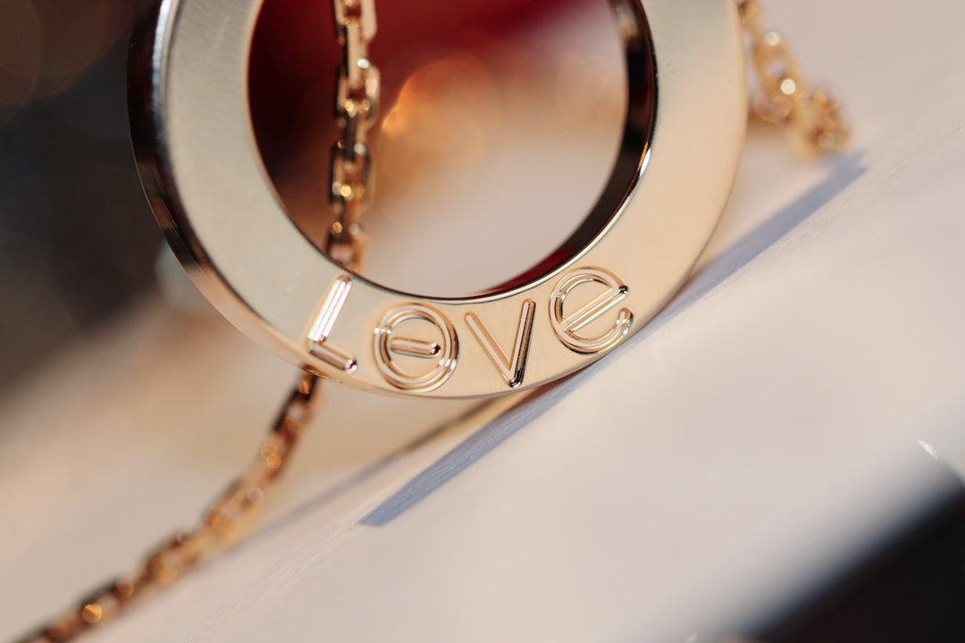 [Kismet Jewels ]LOVE NECKLACE 16MM 6 DIAMONDS PINK GOLD