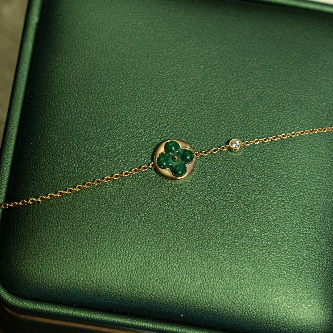 [Kismet Jewels ]SUN MALACHITE 1 DIAMOND PINK GOLD BRACELET
