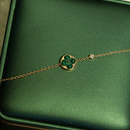 [Kismet Jewels ]SUN MALACHITE 1 DIAMOND PINK GOLD BRACELET
