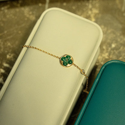 [Kismet Jewels ]SUN MALACHITE 1 DIAMOND PINK GOLD BRACELET