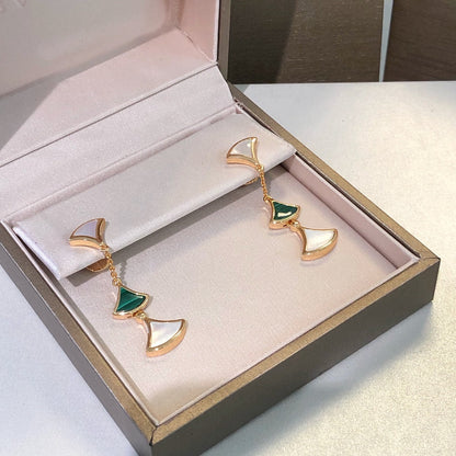 [Kismet Jewels ]DREAM EARRINGS 3 MOTIFS MALACHITE MOP PINK GOLD