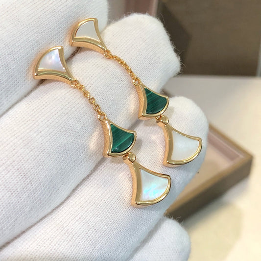[Kismet Jewels ]DREAM EARRINGS 3 MOTIFS MALACHITE MOP PINK GOLD
