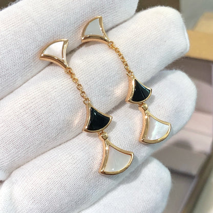 [Kismet Jewels ]DREAM EARRINGS 3 MOTIFS ONYX MOP PINK GOLD