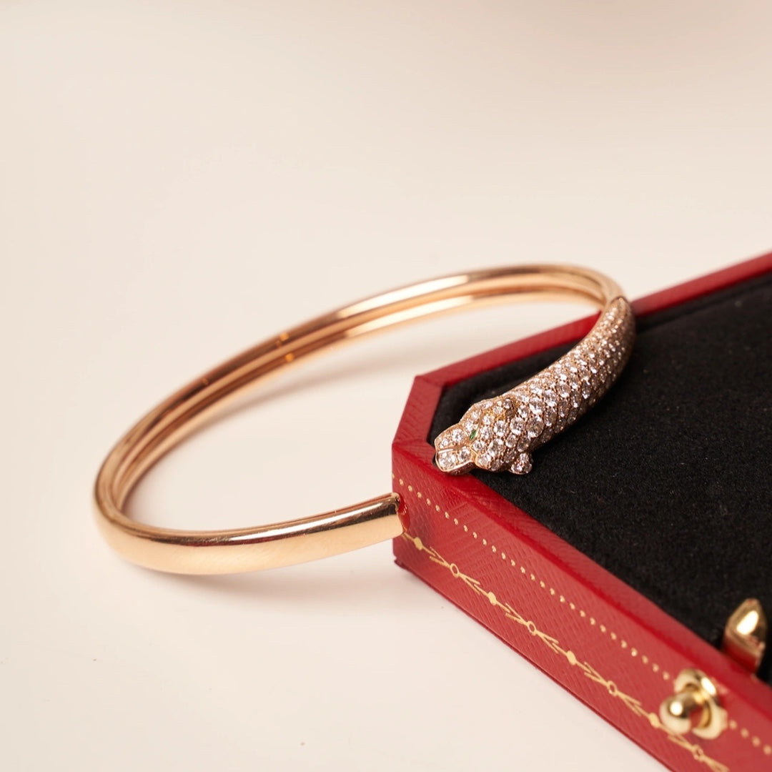 [Kismet Jewels ]PANTHERE ROSE GOLD DIAMOND OPEN BRACELET