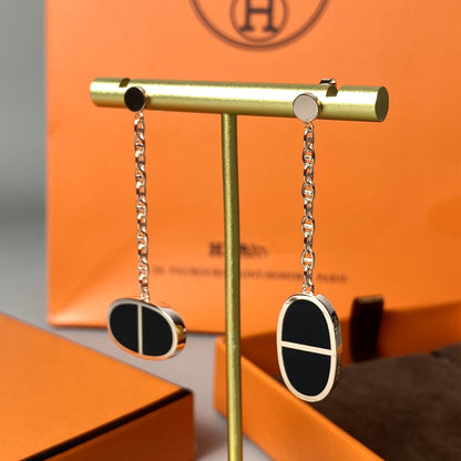 [Kismet Jewels ]CHAINE VERSO BLACK CERAMIC EARRINGS