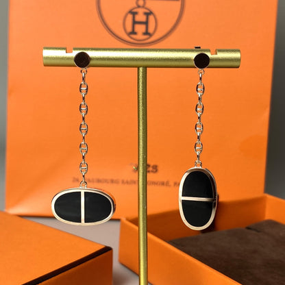 [Kismet Jewels ]CHAINE VERSO BLACK CERAMIC EARRINGS