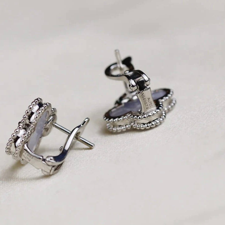 [Kismet Jewels ]CLOVER MEDIUM 1 MOTIFS  WHITE MOP EARRINGS SILVER