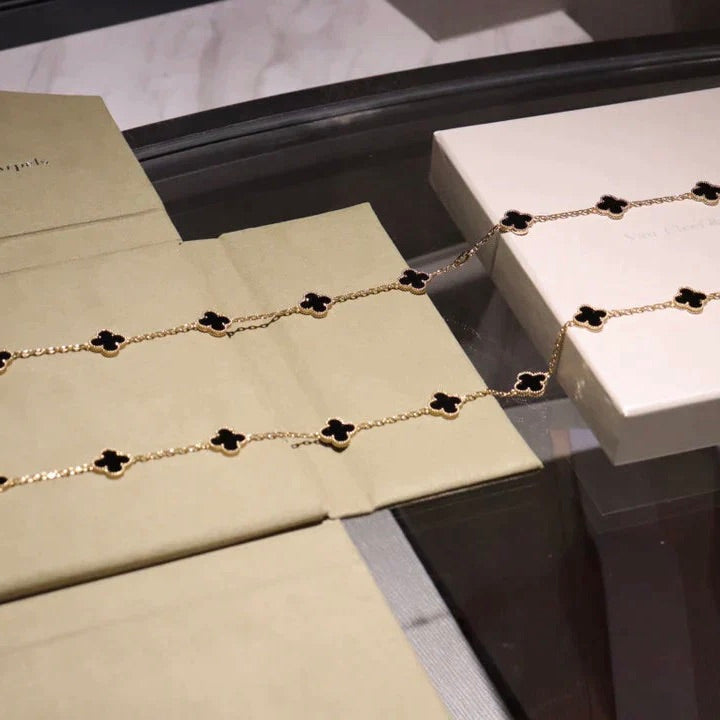[Kismet Jewels ]CLOVER 20 MOTIFS ONYX NECKLACE