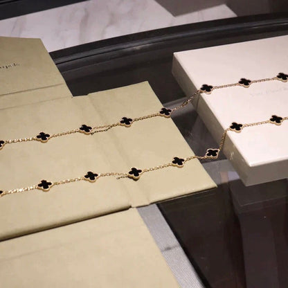 [Kismet Jewels ]CLOVER 20 MOTIFS ONYX NECKLACE