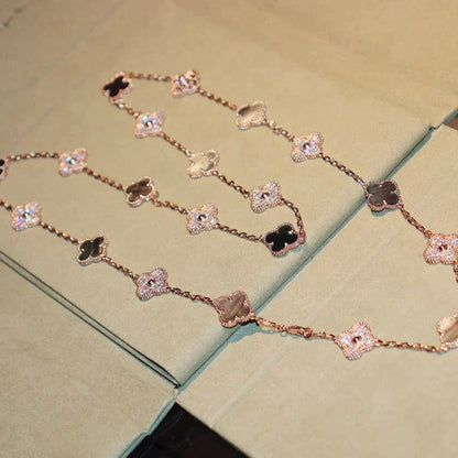 [Kismet Jewels ]CLOVER 20 MOTIFS DARK MOP DIAMOND  NECKLACE