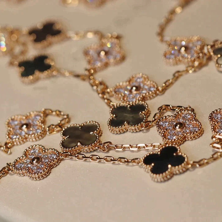 [Kismet Jewels ]CLOVER 20 MOTIFS DARK MOP DIAMOND  NECKLACE