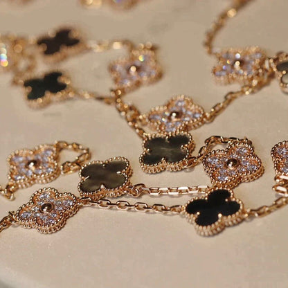 [Kismet Jewels ]CLOVER 20 MOTIFS DARK MOP DIAMOND  NECKLACE